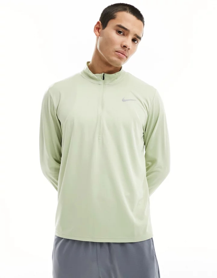 Camiseta verde claro con media cremallera Dri-FIT Pacer