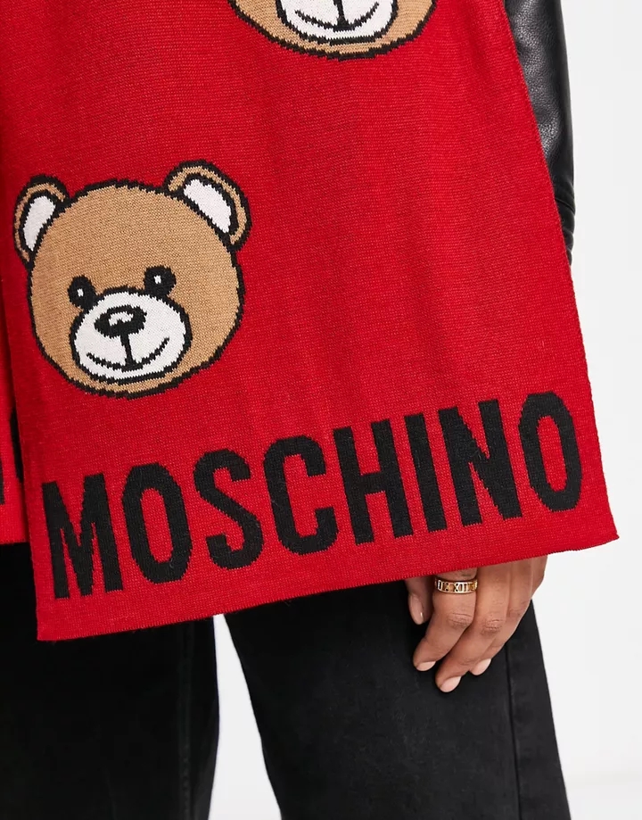 Bufanda roja con logo de oso de peluche de Moschino Rojo fRkWVDPu