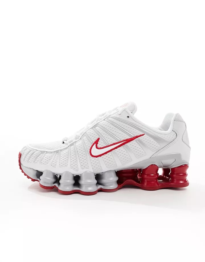 Zapatillas de deporte blancas y rojas unisex Shox TL de Nike Blanco fanha8Zc