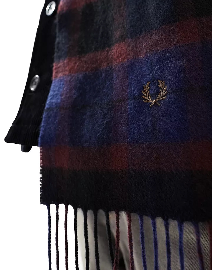 Bufanda azul a cuadros escoceses de lana de Fred Perry Azul fp41nKFV