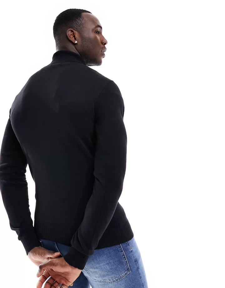 Jersey negro con cuello alto de algodón de French Connection Tall Negro fzNKQwiA