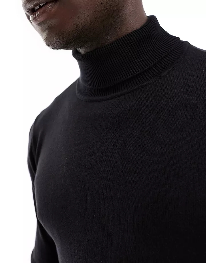 Jersey negro con cuello alto de algodón de French Connection Tall Negro fzNKQwiA