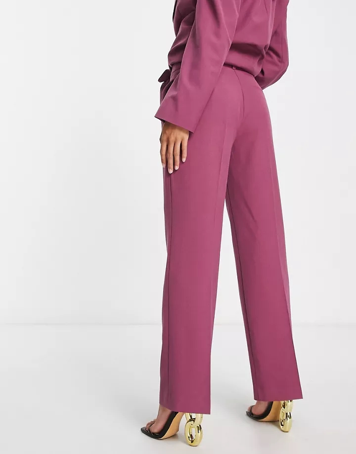 Pantalones de traje color ciruela de corte slim recto Mix & Match de DESIGN Petite Violeta gYB25PAC