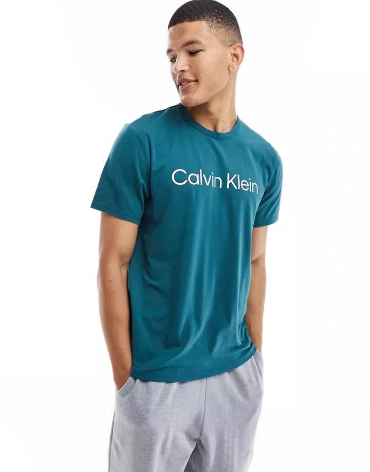 Camiseta de estar por casa color cerceta con logo en el pecho de Calvin Klein Azul cerceta goBsoC2k