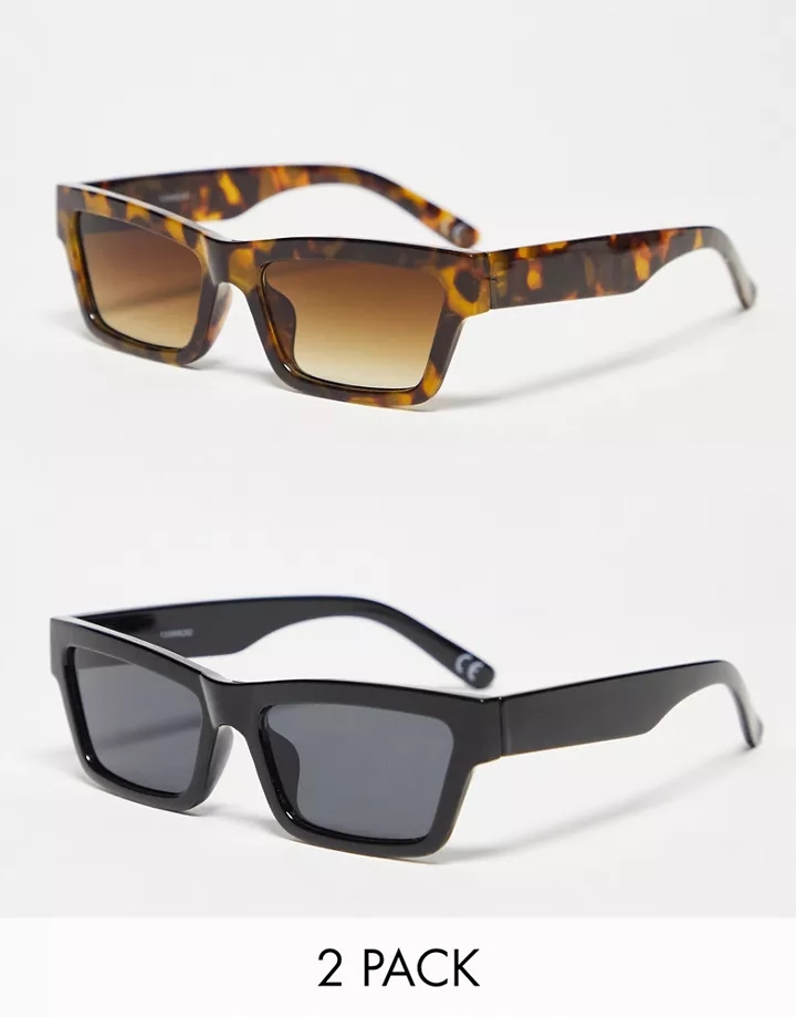 Pack de 2 gafas de sol de color negro y efecto carey con montura cuadrada de DESIGN Multicolor grT8OPTG