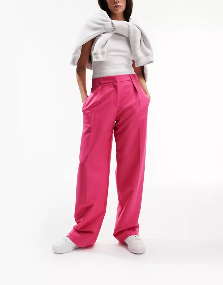 Pantalones de traje rosas de corte boyfriend holgado Ev