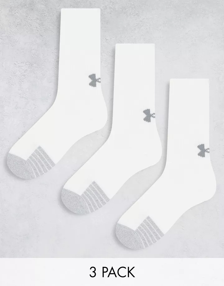 Pack de 3 pares de calcetines blancos Heatgear Crew de 