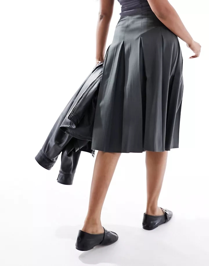 Falda midi gris estilo kilt escocesa con lazadas laterales de Miss Selfridge Gris h5DmDJg4