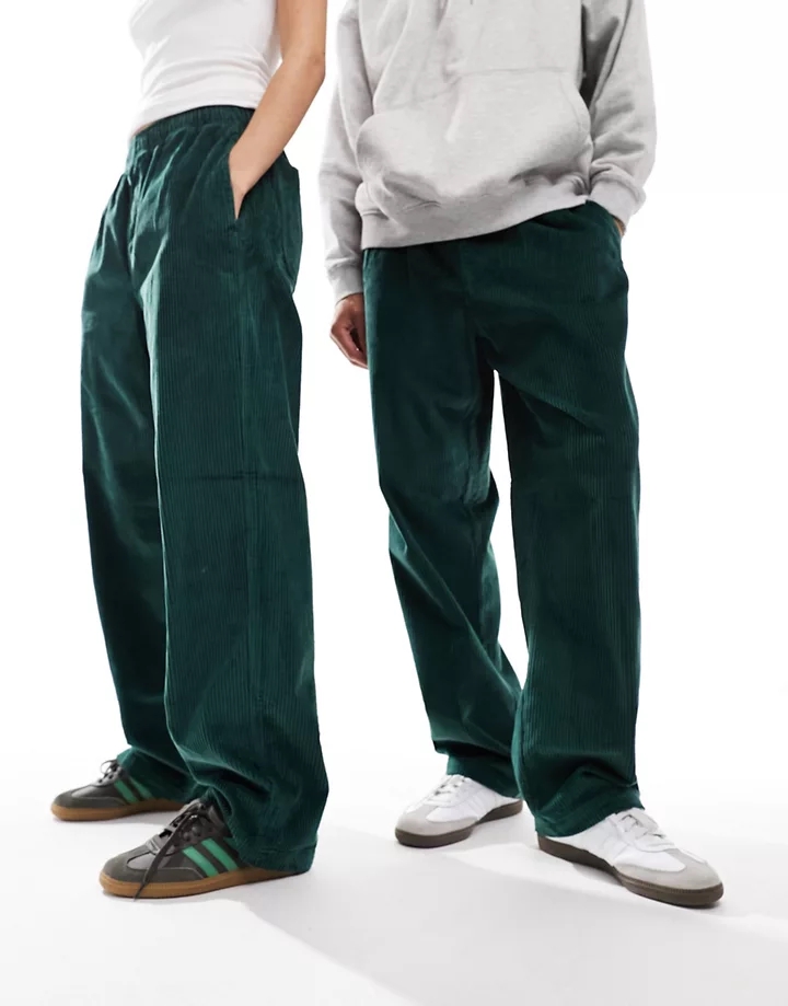 Pantalones verdes unisex de pana Easy de Obey Verde h5El70Ef