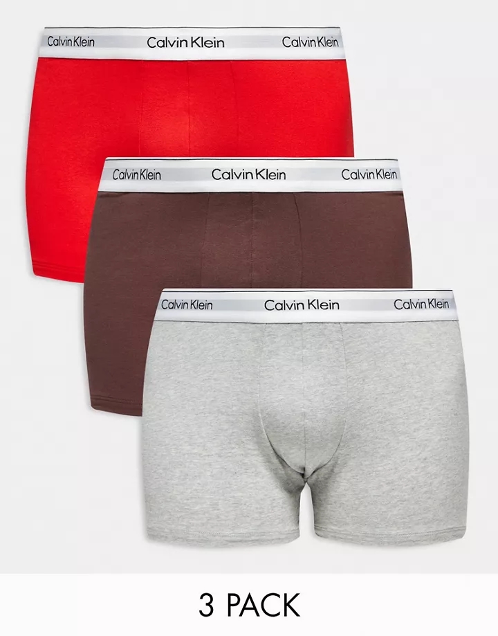 Pack de 3 calzoncillos de color gris, marrón y rojo de Calvin Klein Plus Gris/marrón/rojo h69QiAex