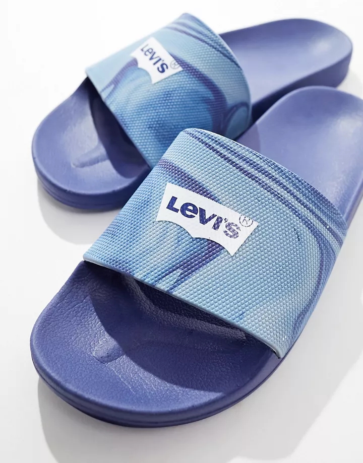 Sandalias azules con estampado marmoleado y logo de Levi´s Azul descolorido hGNCwip9