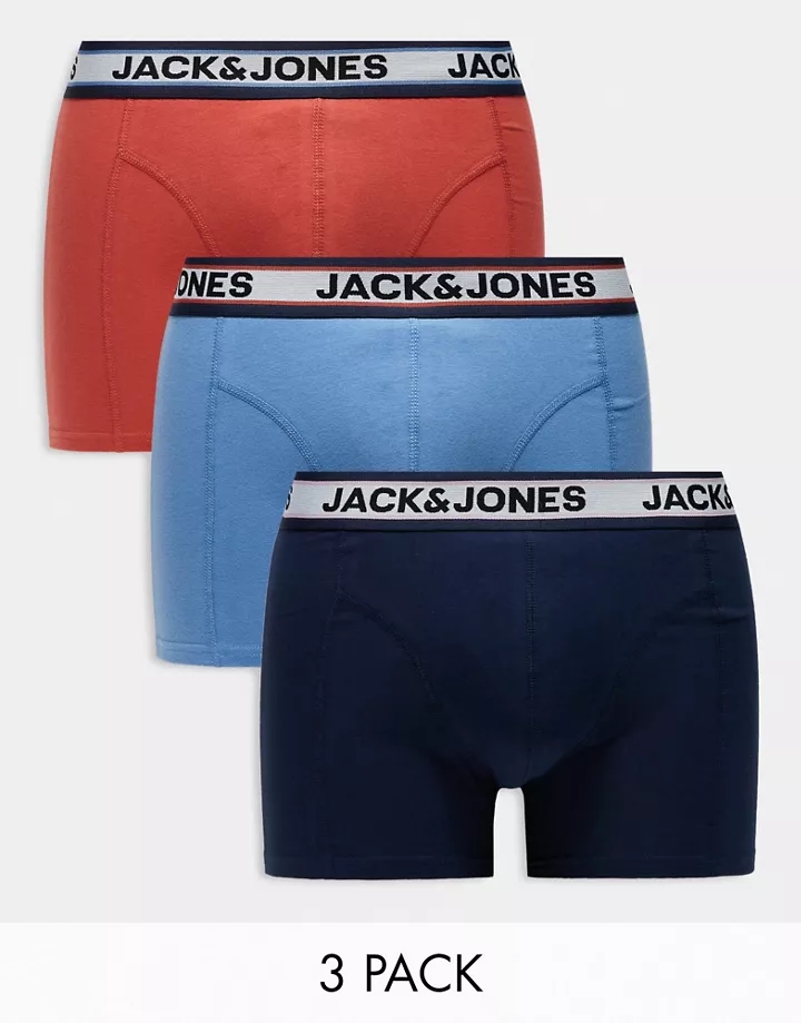 Pack de 3 calzoncillos azules con cinturilla en contraste de Jack & Jones Azul coronet hbtdx2hc