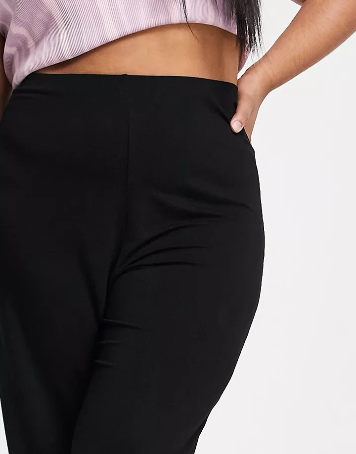 Pantalones negros básicos de pernera ancha de punto de DESIGN Curve Negro hdK2GCAE