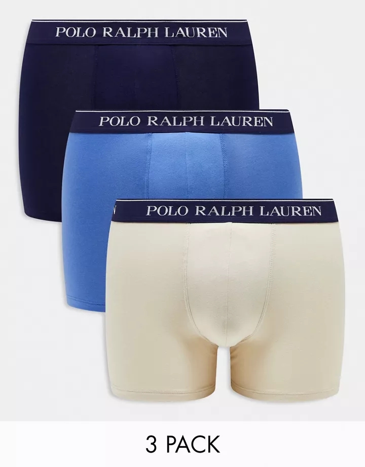 Pack de 3 calzoncillos de color azul marino, beis y azul de Polo Ralph Lauren Pack de 3 calzoncillos hdrkoVdr